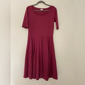 Lularoe Nicole Dress NWOT L Solid Fuschia